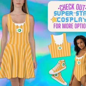 DAISY COSPLAY COSTUME, Daisy Skater Dress, Orange Princess Outfit for Women, Easy Cosplay Idea, Video Game Dress, simple comfortable costume