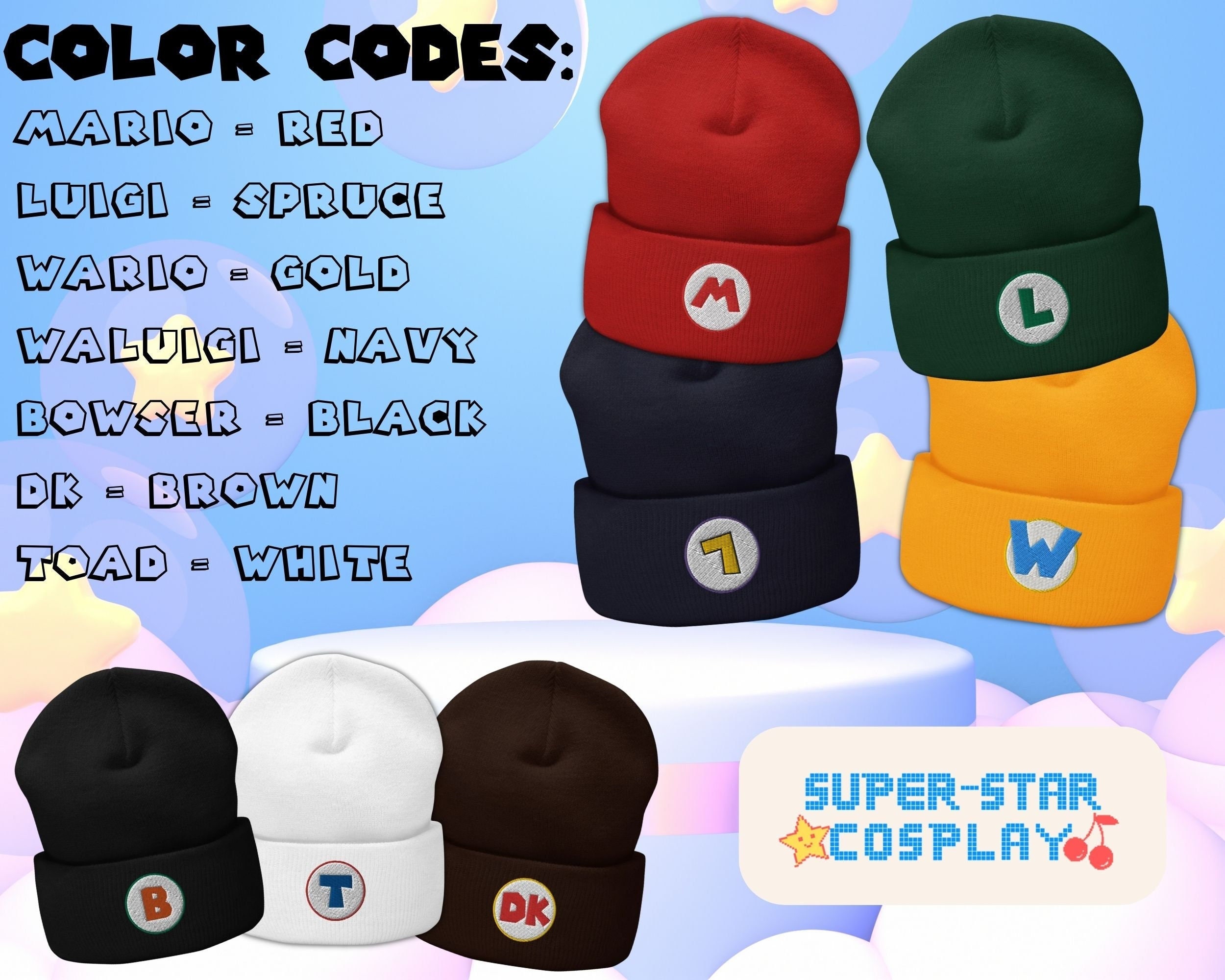 MARIO HAT, Video Game Beanie, Cuffed Toque, Red M Cap, Embroidered