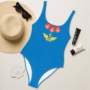ZELDA COSPLAY COSTUME, One-Piece Swimsuit, Princess Elf Swimming costume, Blue swimsuit