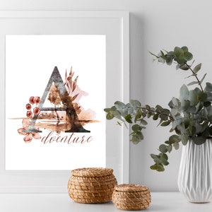Adventure Print, Adventure Wall Art, Travel Print, Watercolor Wall Print, Wanderlust Print, Instant Download