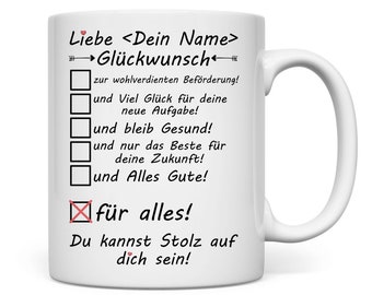 Herzlichen Glückwunsch zur Beförderung Geschenk | Tasse zum Abschied