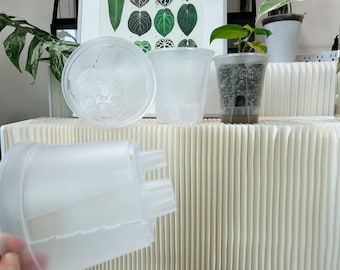 US seller clear plastic pots with saucer,perfect design for indoor plants,perfect for Pon and soil mix medium.