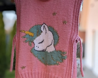 Unicorn knitted vest for children one size