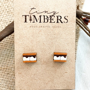 S'Mores Wood Stud Earrings