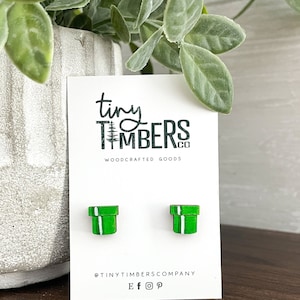 Sewer Super MarioThemed Wood Stud Earrings