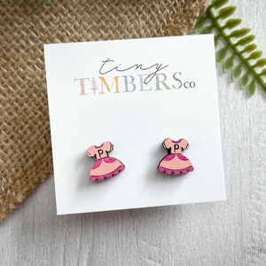 Princess Peach Super MarioThemed Wood Stud Earrings