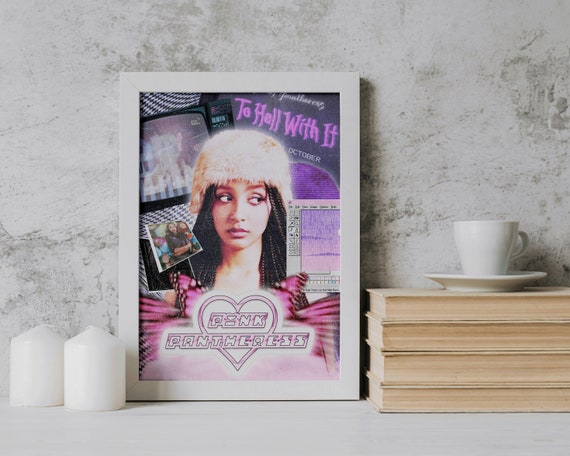 Pink Pantheress Retro Poster - Pink Pantheress Purple Music Print