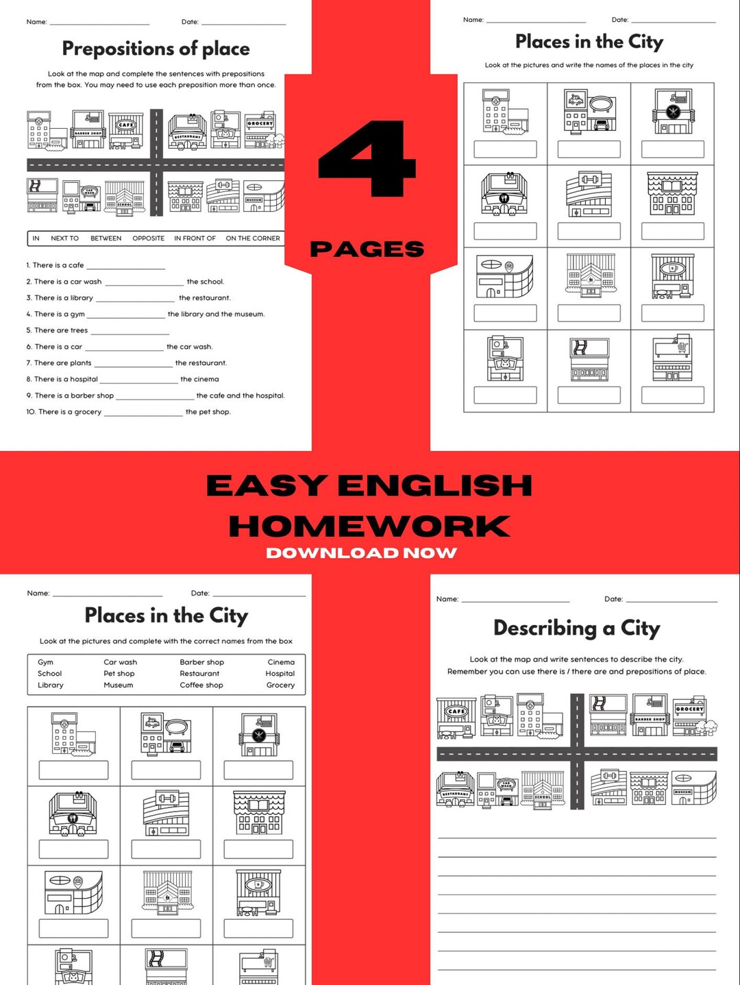 English Homework Easy for Kids - Etsy