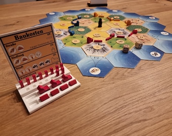 Settlers of Catan Holder | Organizer for Game Pieces (Older Version) | Building Cost Card Holder | Catan Accessories 3D Printing