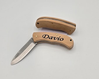 Children's Pocket Knife with Name | Carving Knife | Personalized with Engraving | Wooden Children's Knife | Gift for Boys & Girls | Outdoor