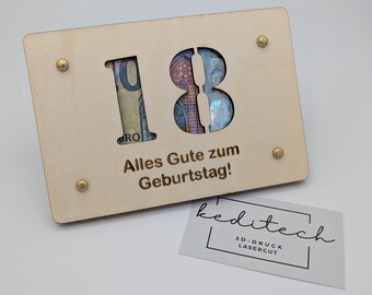 Wooden money gift | Wooden birthday card | Engraved money gift packaging | Party decoration | Unique | Handmade
