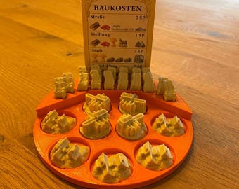 Settlers of Catan Holder | Game Piece Organizer (New Version) | Building Cost Card Holder | Catan Accessories 3D Printed