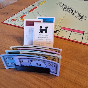 Monopoly Halter | Geldhalter + Scheinehalter | Organizer für Spielscheine + Karten | PLA 3D-Druck