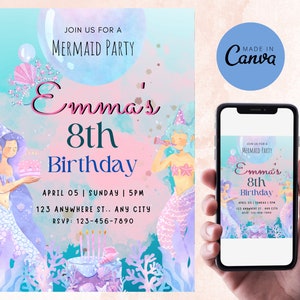 Little Mermaid Birthday Party Invitation| Ariel Birthday Party Invite, New Little Mermaid Birthday Invite
