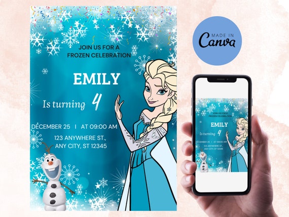 FROZEN Birthday Invitation Elsa Winter Snow Birthday Printable.