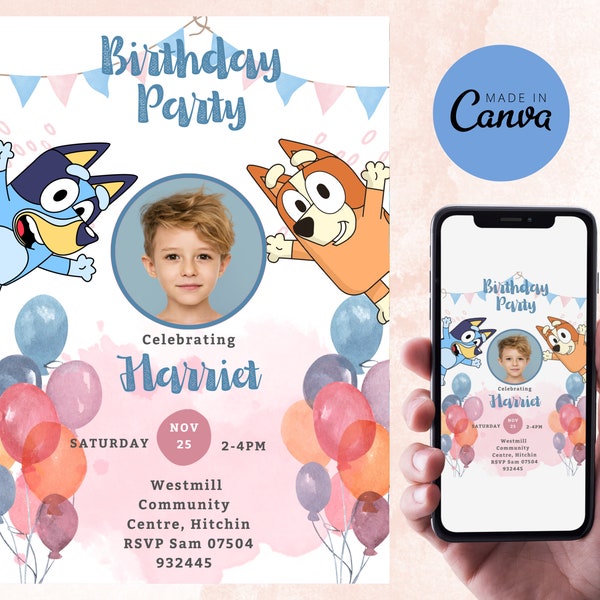 Bluey Birthday Invitation Instant Download Digital Invite | This Episode of Bluey | Kids Birthday Invitation | Editable Invite