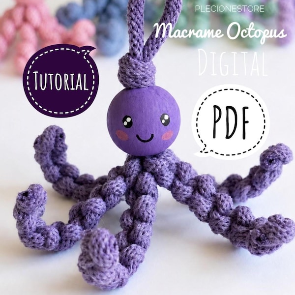 Macrame Octopus Tutorial PDF Pattern | Beginner Friendly DIY Octopus Keychain | Ocean Animal Craft