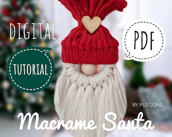 Macrame Santa Tutorial: DIY Christmas Ornament (PDF Pattern)