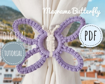 Macrame Butterfly PDF Tutorial: DIY Curtain Decor, Car Charm (Digital Pattern)