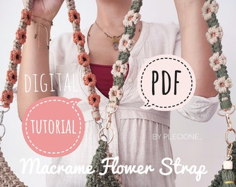 PDF Tutorial of Macrame flower strap bag/Macrame strap DIY/Macrame flower step by step/flower for beginners/Instant download/Digital Pattern