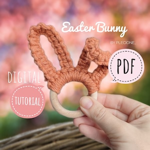 PDF Anleitung für einen Makramee Osterhasen / Osterhase mit Ohren / Ohren dekorieren / Serviettenhalter Hochzeit / Schritt für Schritt Anleitung / Sofort Download