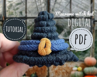Macramé-heksenhoed pdf-zelfstudie: griezelig Halloween-decor (digitaal patroon)