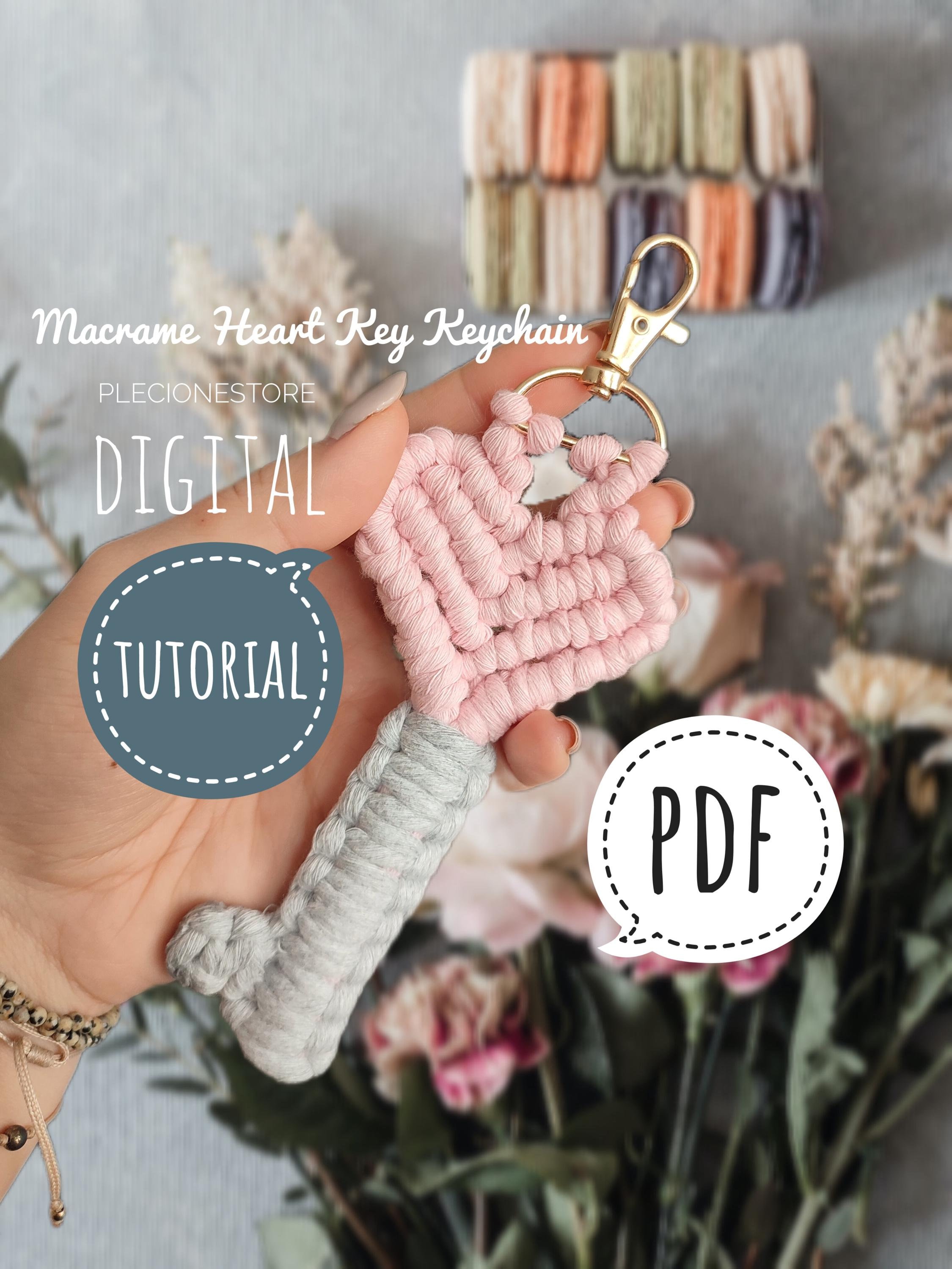Macrame Heart Key Keychain PDF Tutorial for Beginners,Step-by-Step DIY Pattern,Handmade Valentine’s Gift Idea,Instant Download,PlecioneStore