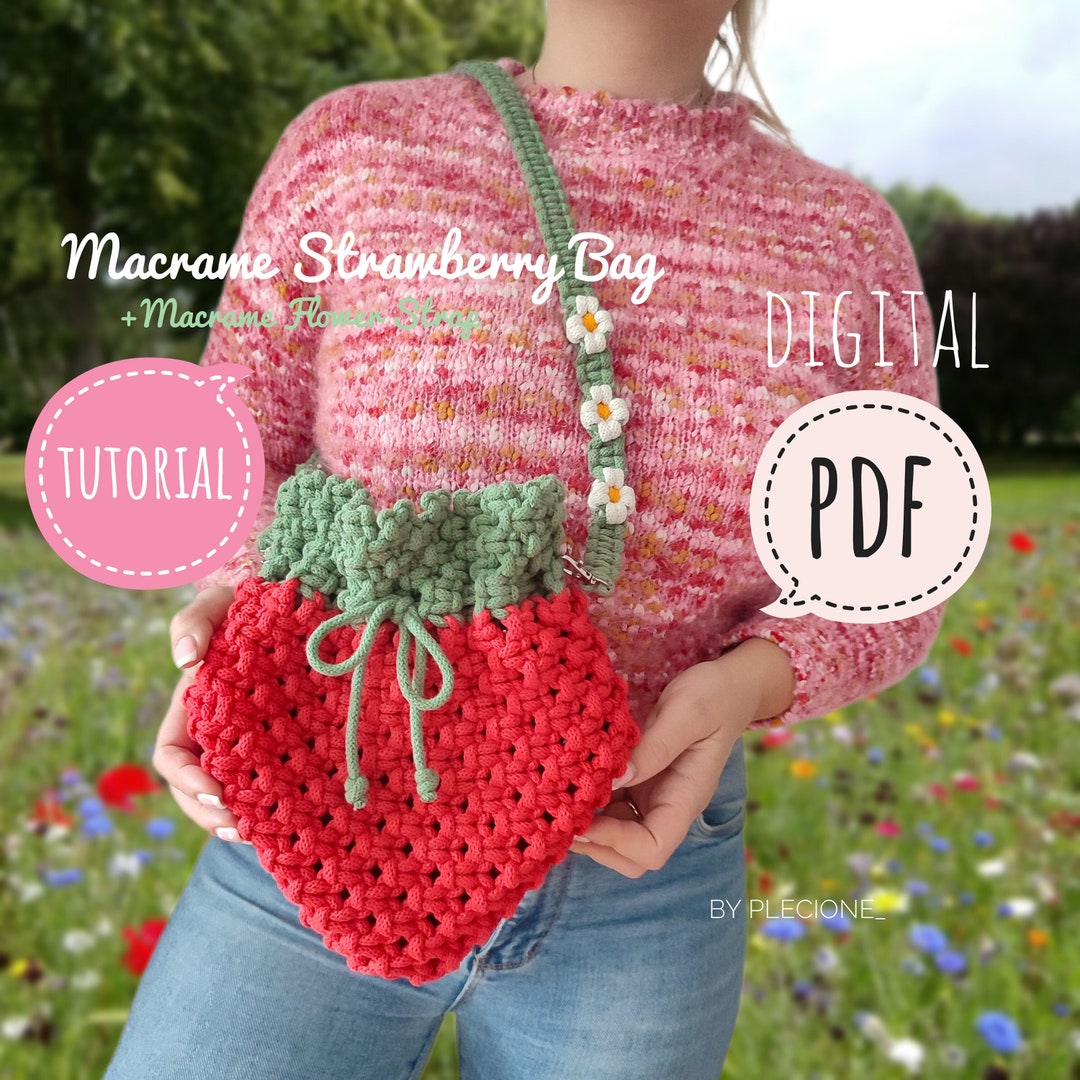 Macrame Strawberry Bag PDF Tutorial: DIY Summer Bag With