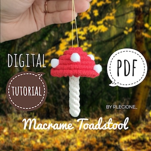 PDF Tutorial of Macrame Toadstool for beginners / Mushroom DIY / Christmas Tree Ornament / Autumn decor / Instant download / Digital Pattern