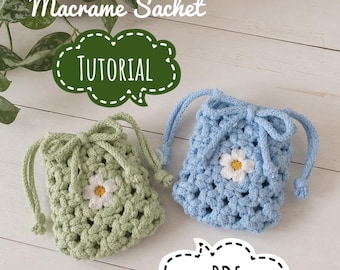 Macrame Daisy Sachet Bag PDF Tutorial, DIY Pattern