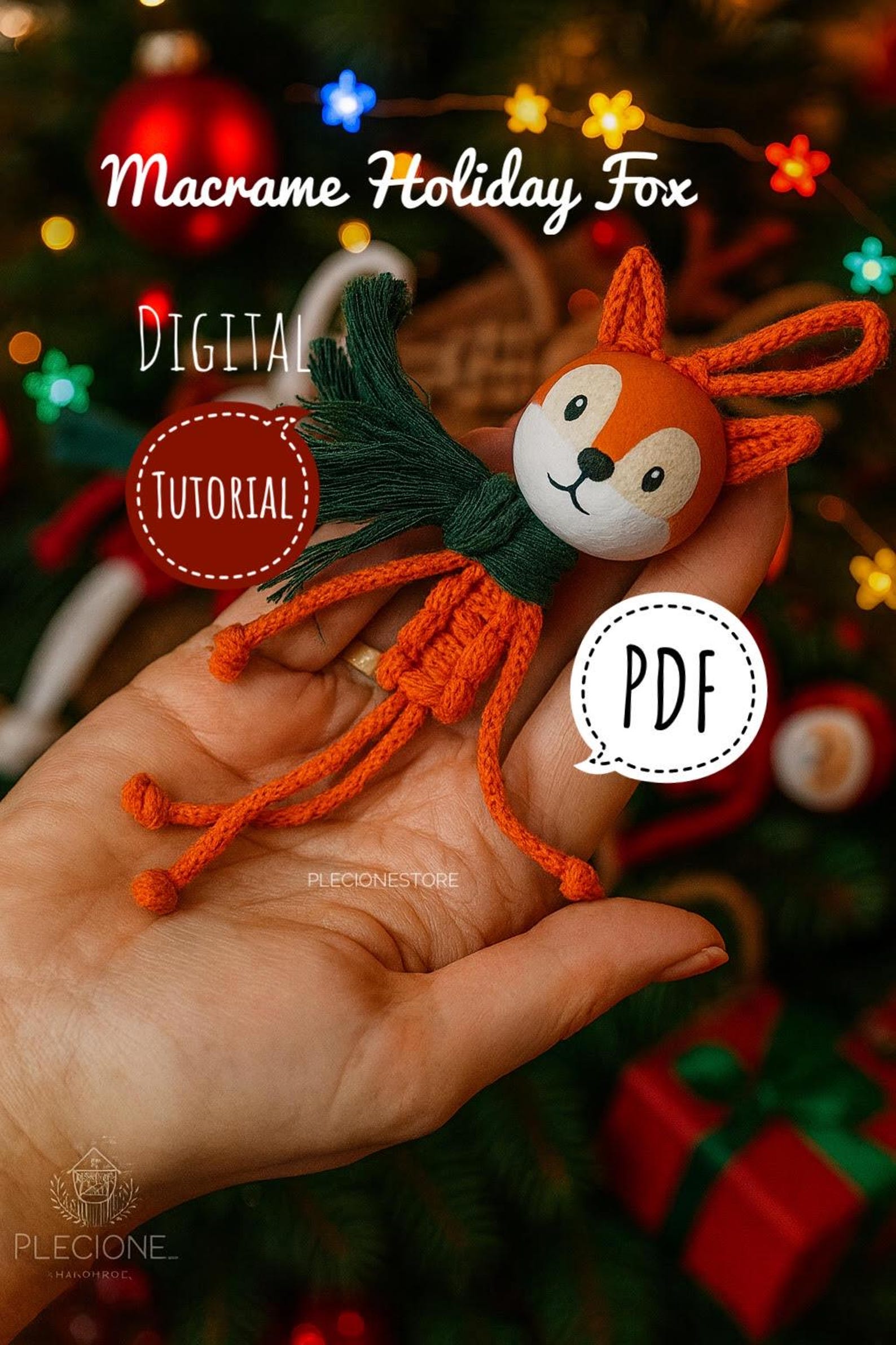 Macrame Red Fox Tutorial Macrame Fox Pattern | Simple Fall & Christmas Decor Tutorial (digital ...