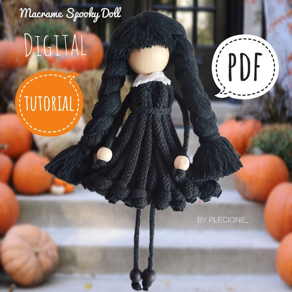 PDF Tutorial of Spooky macrame doll pattern/ Halloween KIT/ Halloween decor/ Instant download /Digital Pattern