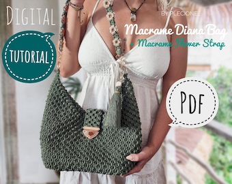 Macrame Boho Bag PDF Tutorial: DIY Flower Strap & Tassel (Digital Pattern)