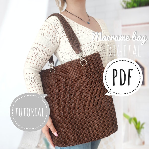 PDF Tutorial of macrame boho minimalist bag , Macrame Bag Tutorial, Macrame DIY Pattern, Bag For Women, Macrame Tutorial, Craft PDF Pattern,