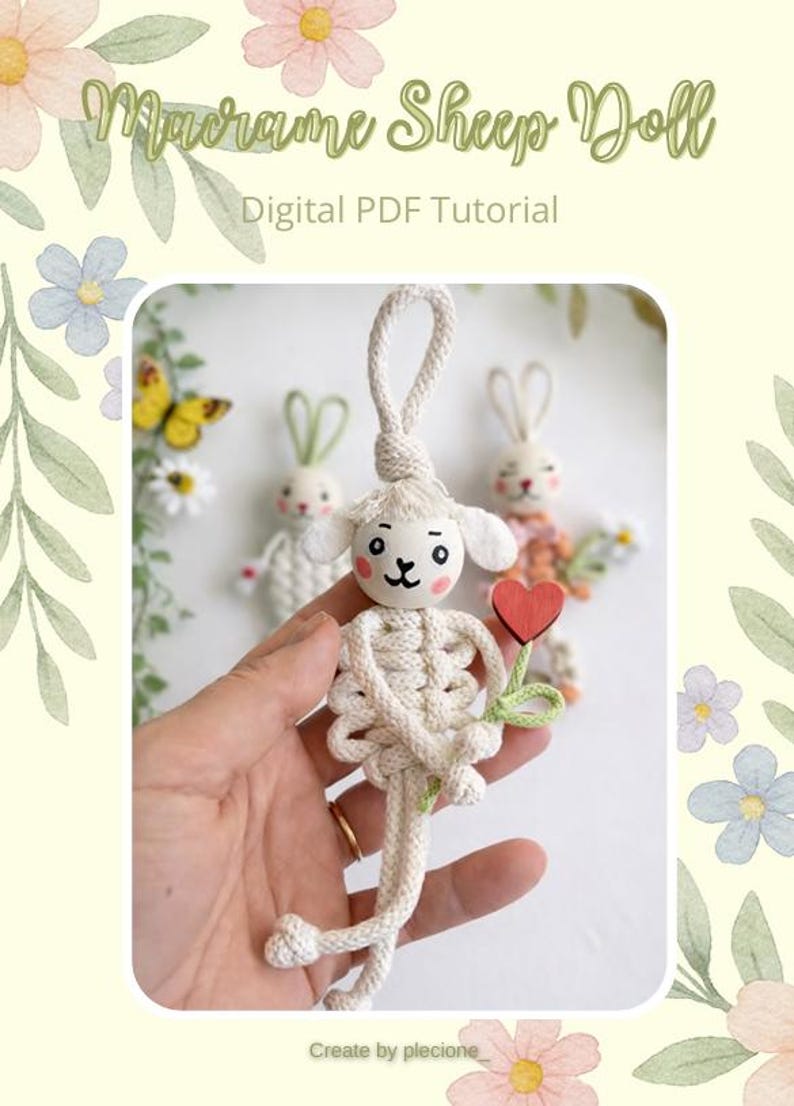 Macrame Sheep Doll Tutorial PDF Pattern | Beginner Friendly Farm Animal Decor | Baby Nursery Decor image 5