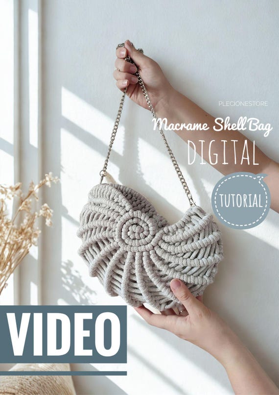 Macrame Shell Bag VIDEO Tutorial: DIY Boho Purse Pattern (Digital Download)