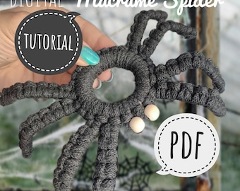 Tutoriel PDF araignée en macramé : modèle DIY d'Halloween (téléchargement instantané)