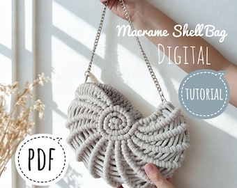 Macrame Seashell Bag Tutorial PDF: Beginner Boho Purse Pattern (Digital Download)