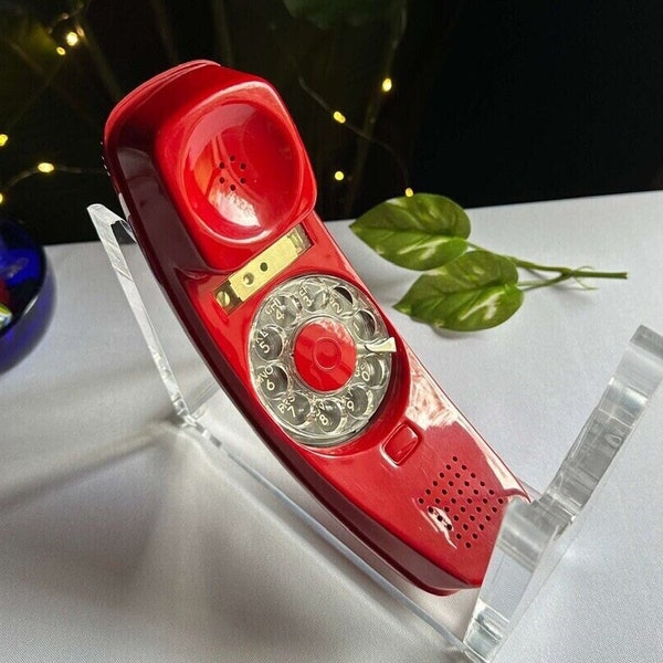 1960s Red Rotary Dial Telephone Handset a Vintage 60s Phone Collector Gift or Decor/Trimline Phone (Not Western Electric or Stromberg)