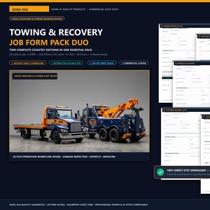 Towing and Vehicle Recovery Job Form Pack Duo UK & USA Edition Fillable PDF