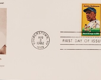 Sobre de primer día de emisión de Jackie Robinson, agosto de 1982, Coopers Town Vintage