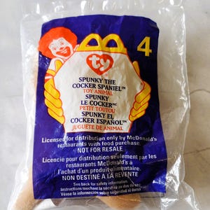Spunky The Cocker Spaniel  McDonald&#39;s Ty Teenie Beanie Babies Sealed #4 1999  Beanie Baby Collection  Vintage Collectibles