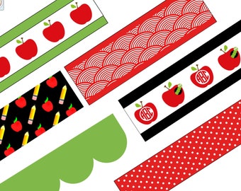 Bordes para tablones de anuncios de manzanas para imprimir, bordes para la vuelta al cole, aula con temática de manzanas, decoración del aula, tablón de anuncios, DESCARGA DIGITAL