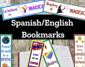 English/Spanish/Bilingual Reading Bookmarks- 5 styles/ ELL/Read Across America/Hispanic Heritage Month