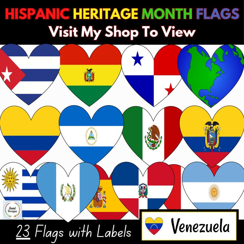 Hispanic Heritage Month Flag Flowers, Mes de la Herencia Hispana, Door Decor, Bulletin Board, Craft Project, Spanish Flags PDF Download image 10