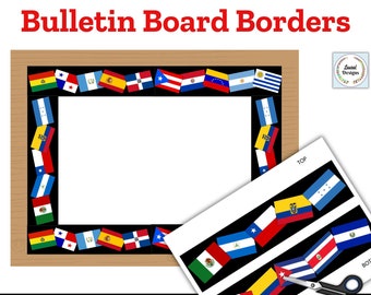Hispanic Heritage Month Flag Bulletin Board Borders, Spanish Flag Borders, Classroom Borders, Decor PDF Digital Download