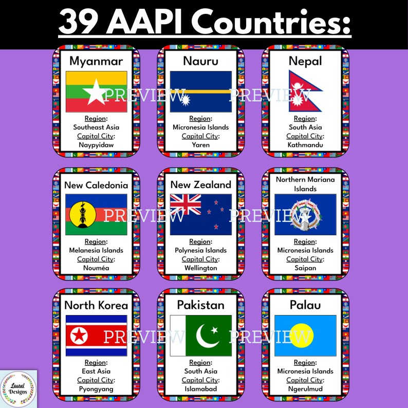 Printable AAPI Heritage Month Flash Cards, Asian American Pacific ...