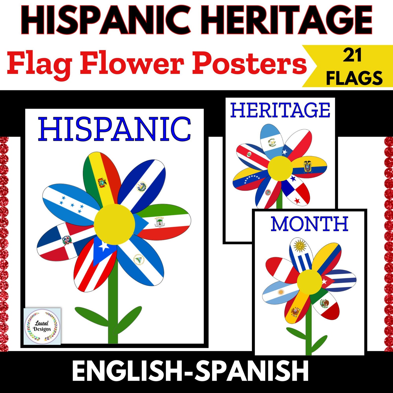 Hispanic Heritage Month Flag Posters, Mes De La Herencia Hispana ...