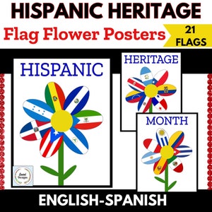 Hispanic Heritage Month Poster, Mes de la Herencia Hispana Poster, Printables, Türdekoration, schwarzes Brett, Blumenkunst PDF-Download