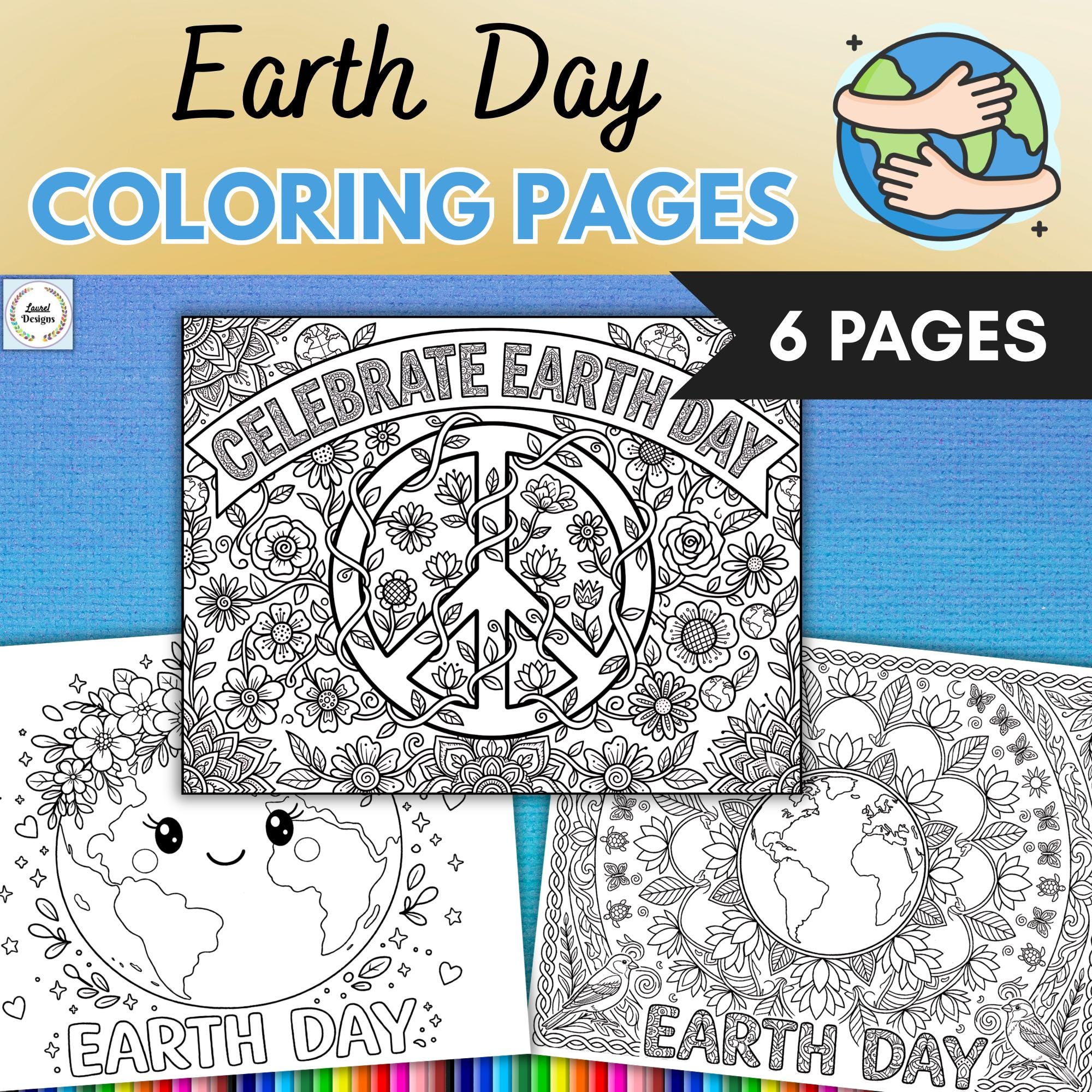 Earth Day Coloring Pages for Kids & Adults. Printable Spring Coloring ...